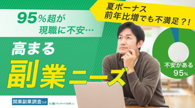 夏ボーナス前年比増でも不満足？！95%超が現職に不安、高まる副業のニーズ