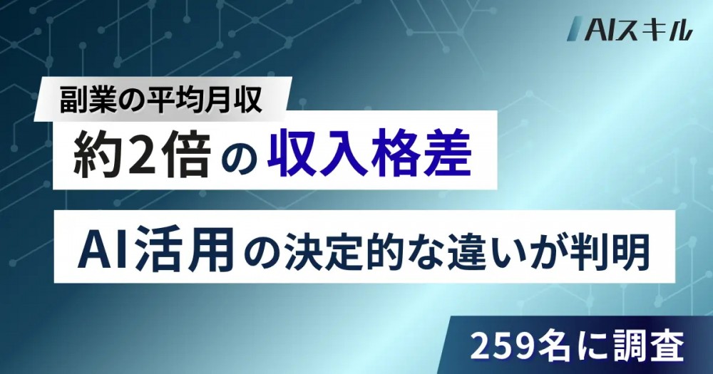 【衝撃データ】副業の平均月収に約2倍の差。「AI活用」が稼ぐ人と稼げない人の決定的な違いが判明